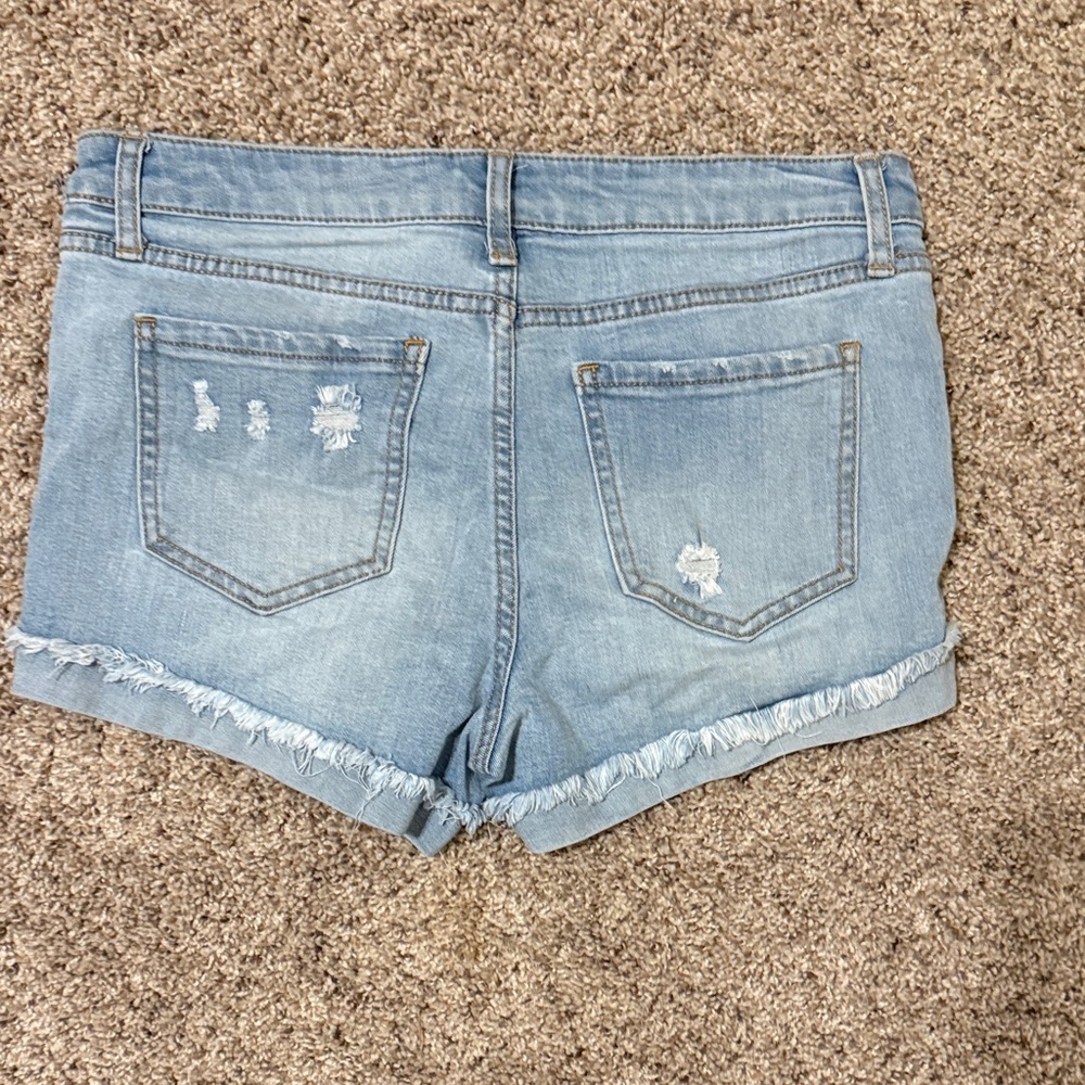 Celebrity Pink Light Blue Distressed Jean Shorts - Picture 5 of 6